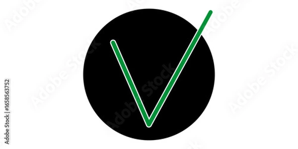 Fototapeta Green Check Mark Icon in Black Circle