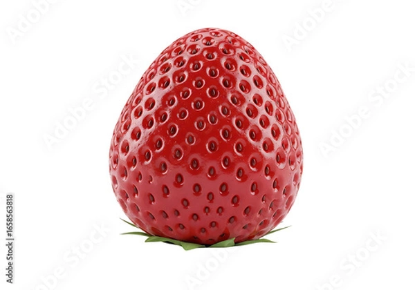 Fototapeta Single ripe red strawberry isolated on a black background studio shot