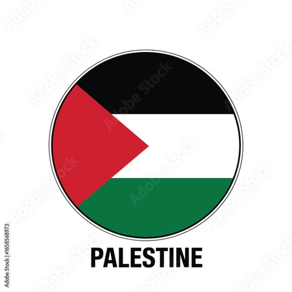 Fototapeta Circular palestinian flag emblem with distressed texture
