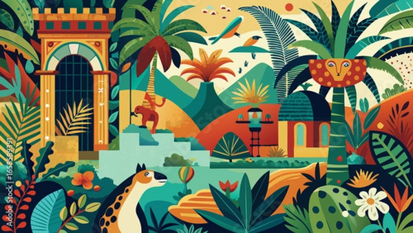 Fototapeta seamless pattern with birds and flowers