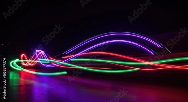 Obraz Colorful light trails on dark background