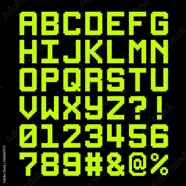 Obraz 8-Bit Pixel Font - Letter and Numbers