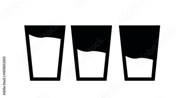 Obraz Vector Water Glasses Set. Vector flat editable illustration set off glasses of water