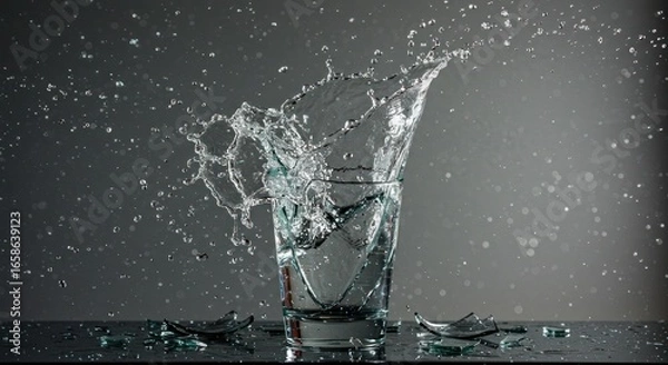 Obraz Shattered glass with splash