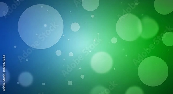 Fototapeta Abstract Blue Green Gradient Background with Bokeh Lights and Blurred Circles for Graphic Design