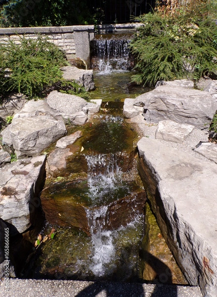 Obraz Summer park's landscape with small waterfall