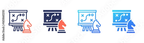 Fototapeta Strategy Planning icon sheet multi style collection