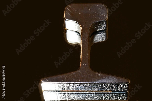 Obraz Metal Railroad Track Cross Section Reflection