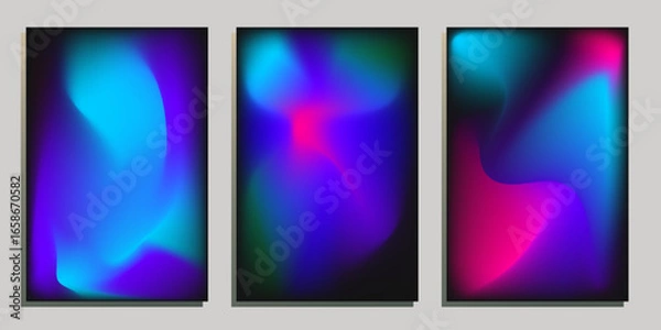 Fototapeta Set of card templates with abstract gradient background
