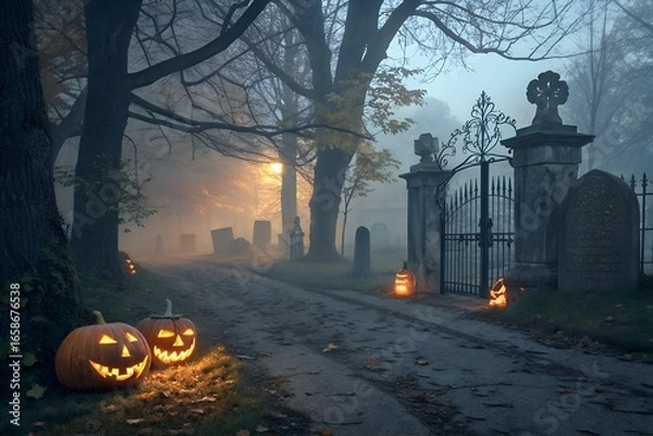 Obraz halloween background with pumpkins