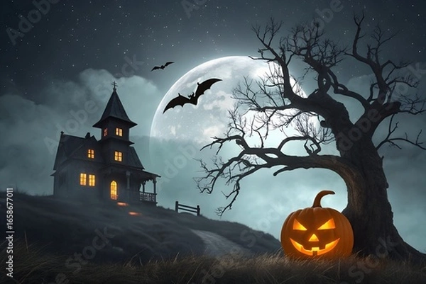 Obraz halloween background with pumpkins