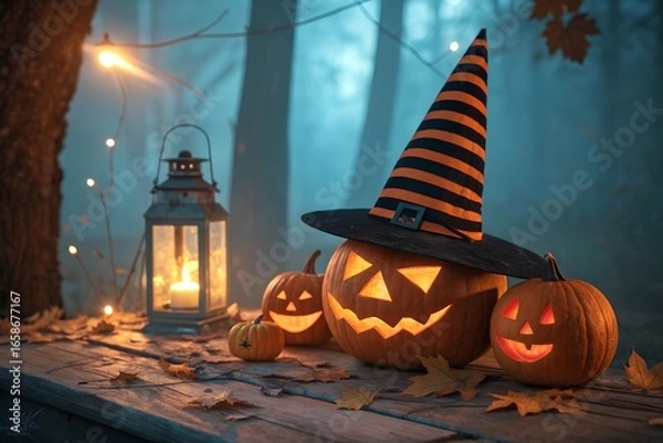 Obraz halloween pumpkin on a halloween background