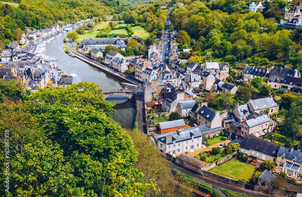 Fototapeta The picturesque medieval port of Dinan on the Rance Estuary, Brittany (Bretagne), France