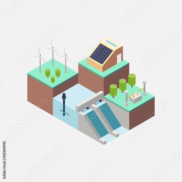 Fototapeta Renewable energy concept flat design