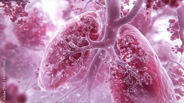 Fototapeta Microscopic View of Human Lungs: Intricate Alveoli and Bronchial Structure