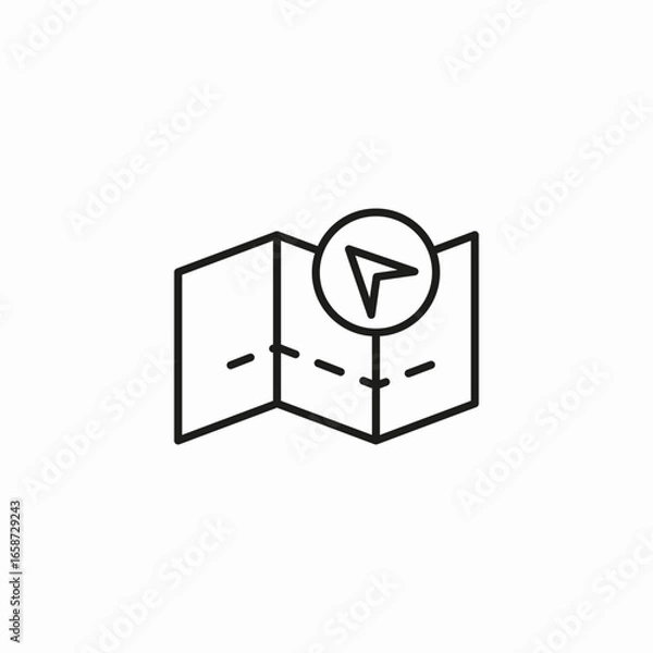 Fototapeta map route navigation icon sign vector