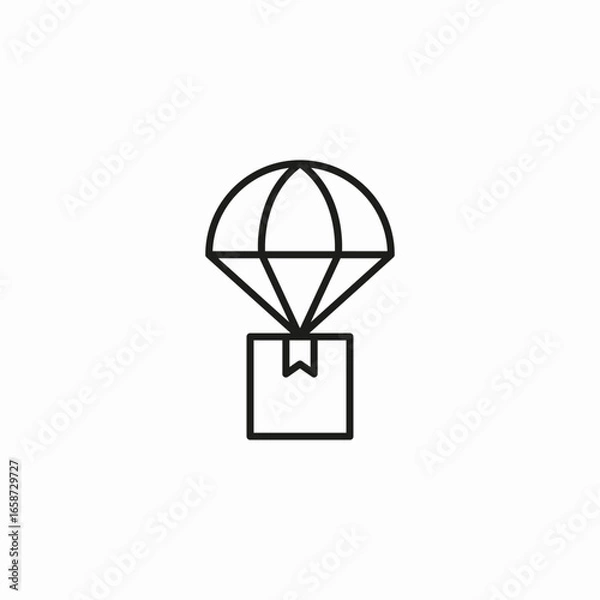 Fototapeta parachute delivery box icon sign vector