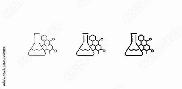 Fototapeta laboratory flask molecules icon sign vector