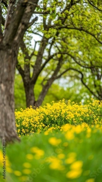 Fototapeta Spring blossoms under trees