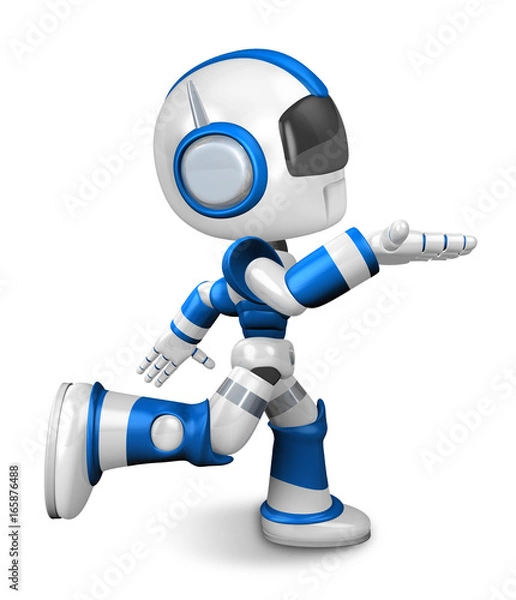 Fototapeta Flexibility as possible a sets of Blue robot Mascot. Create 3D Humanoid Robot Series.