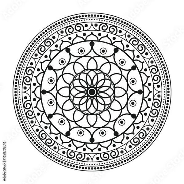 Fototapeta Ornamental Mandala Vector Illustration – Geometric Decorative Floral Background