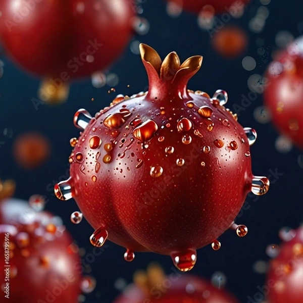 Fototapeta Water drop pomegranate
