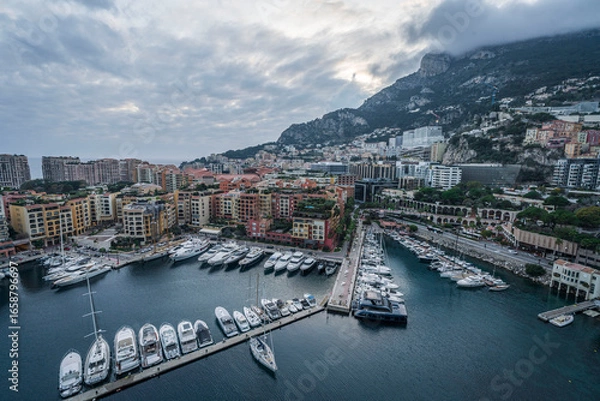Obraz Monaco Harbor and City Skyline at Dusk