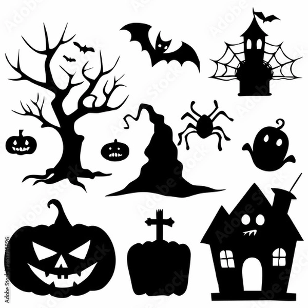 Fototapeta Happy Halloween Vector Pack Scary Elements & Creepy Illustrations.eps