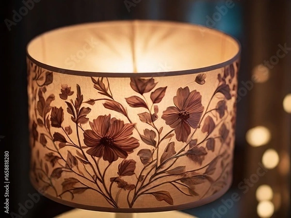 Fototapeta A table lamp with a floral pattern indoors 