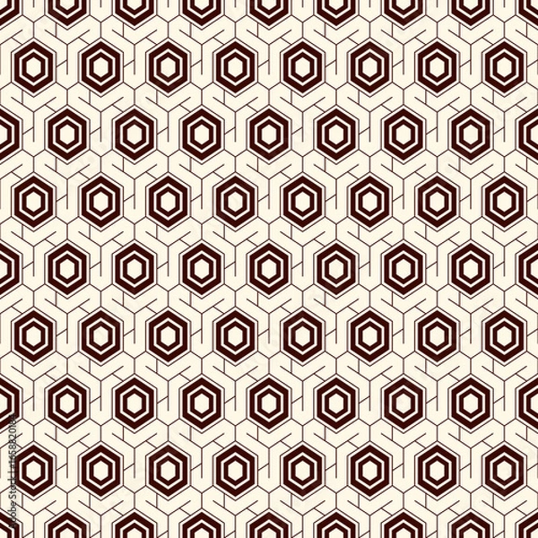 Fototapeta Honeycomb seamless pattern. Hexagon mosaic tiles ornament. Ethnic surface print. Repeated geometric figures background. Ornamental wallpaper. Modern geo design digital paper. Vector abstract art