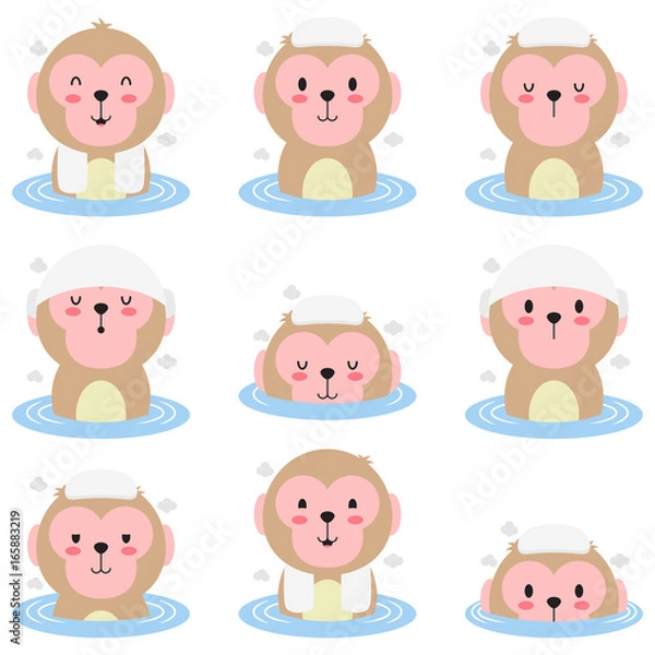 Obraz Cute Monkey Hot Bath