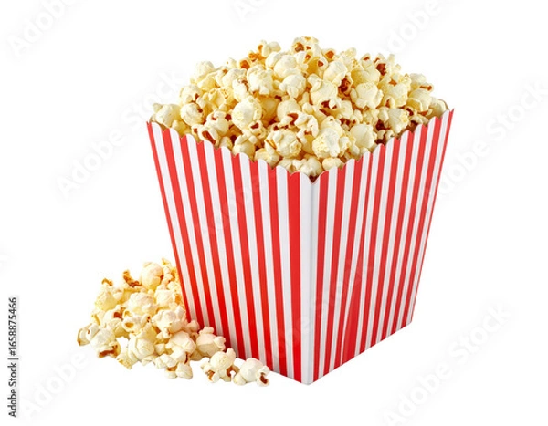 Obraz 3D Render of Popcorn in a Cinema Box Transparent Background
