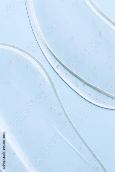 Fototapeta Cosmetic gel texture with bubbles on light blue background