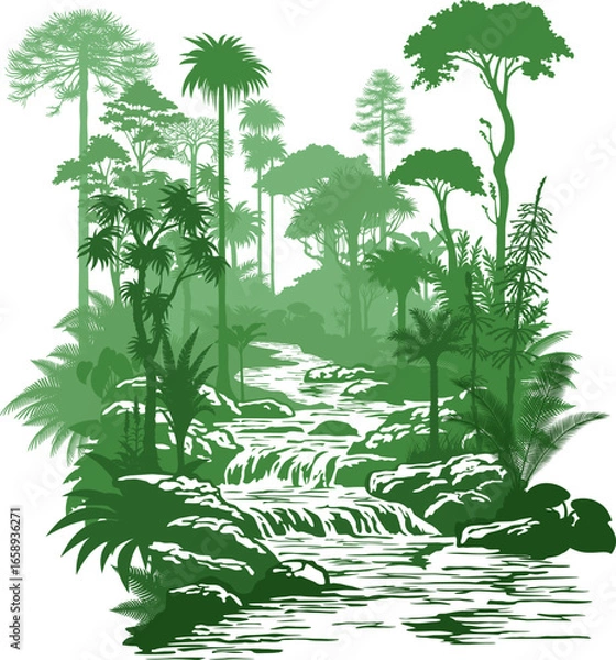 Fototapeta vector river in rainforest jungle