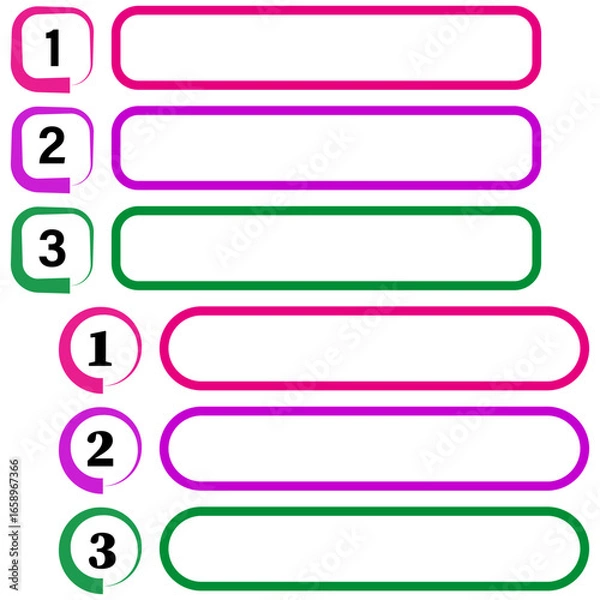 Obraz Numbered list template. Colorful empty banners. Infographic element Vector. Modern data presentation