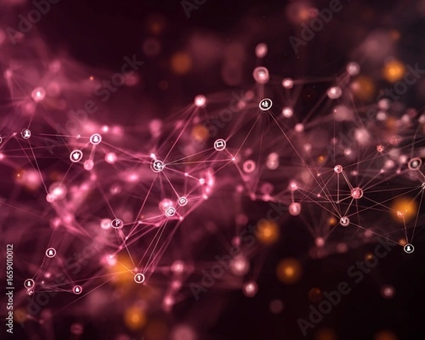 Fototapeta Abstract Social Media Network Visualization