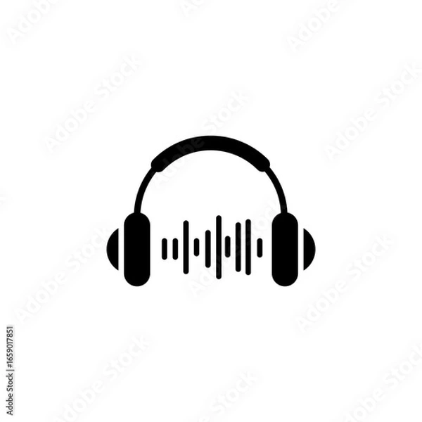 Fototapeta Headphone Icon on White Background Vector