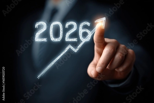 Fototapeta 2026 Business Growth Projection: Upward Arrow Symbolizing Future Trends