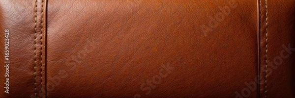 Fototapeta Smooth, polished brown leather; fine lines visible , background, texture