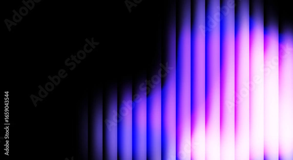 Fototapeta Glass effect with purple gradient  on a black background, a futuristic look featuring cool glow, soft waves, and transparent layers that create a sense of motion	