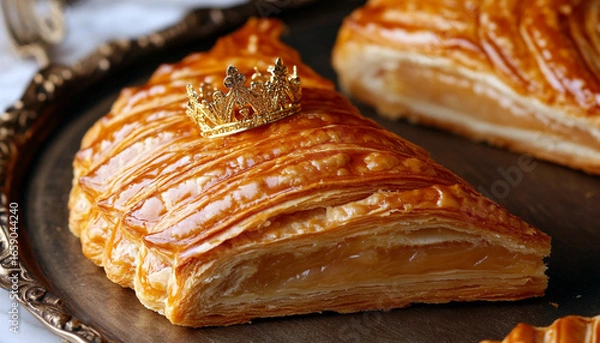 Obraz Minimalist Galette des Rois with Golden Crown