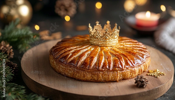 Obraz Minimalist Galette des Rois with Golden Crown