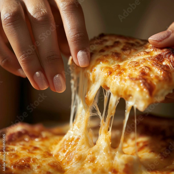 Obraz A close up of glossy manicured hands holding a messy