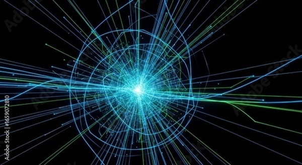 Fototapeta Particle Collision Visualization: Energy and Data