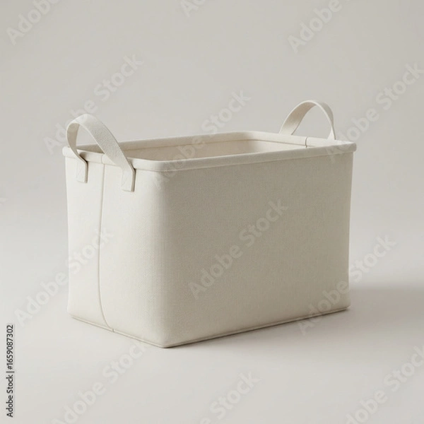 Obraz Tote storage basket mockup, neutral background, blank textile surface for branding