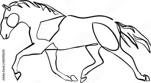 Fototapeta Chinese New Year 2026, the year of the Horse, red and gold line art characters, simple hand-drawn Asian elements with craft (Chinese translation: Happy Chinese New Year 2026, year of the Horse)