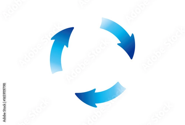 Obraz 青いグラデーションの回転する矢印のイラスト