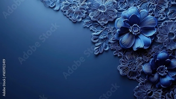 Obraz Purple Banner Background with Lace Decoration on Top and Bottom Edge, Vector Art Style, Simple and Elegant