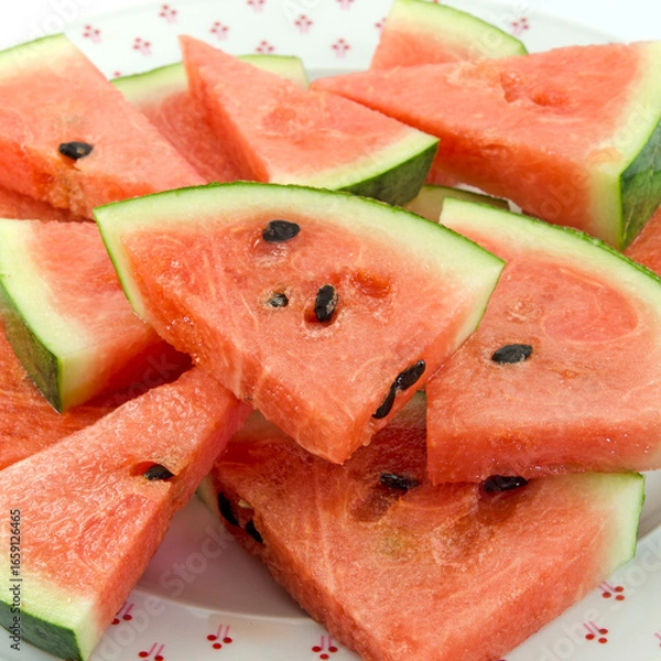 Obraz Slice of watermelon with bite 