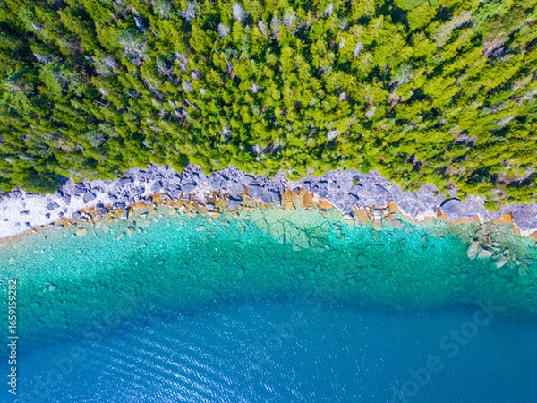 Fototapeta Tobermory, aerial view, Ontario, Canada